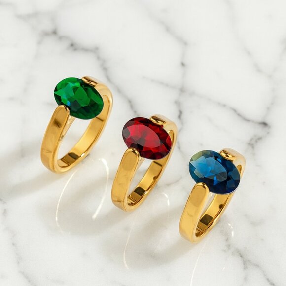 "Felicity" Gemstone Ring 1pc - Picture 1 of 2